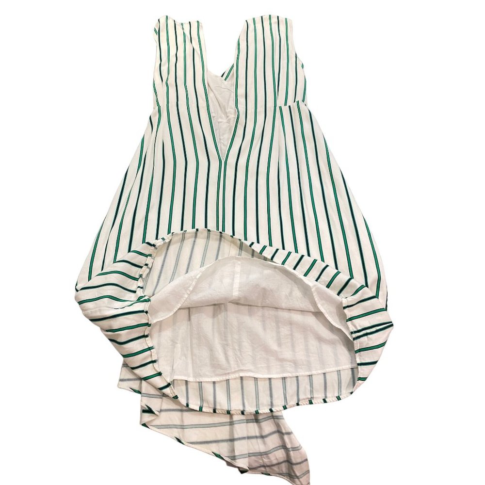 Halogen Draped Faux Wrap Striped Green White Dress L Green White Lined - Picture 10 of 16